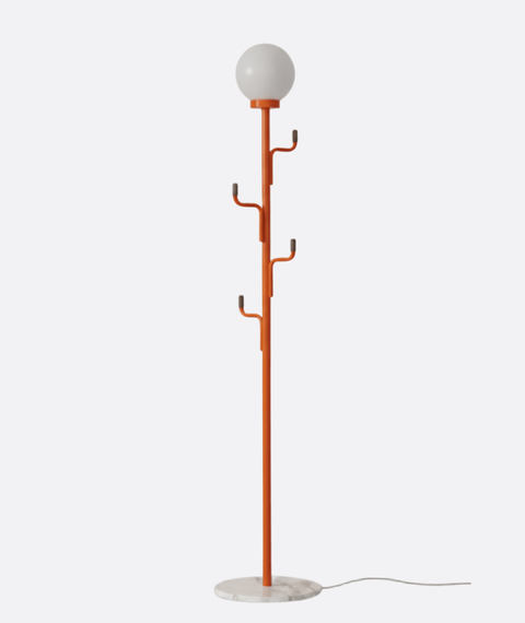 Modern Orange Floor Lamp with Hooks