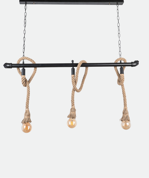 Industrial Black Rope Pendant Light