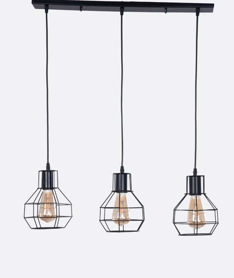 Industrial Black Triple Pendant