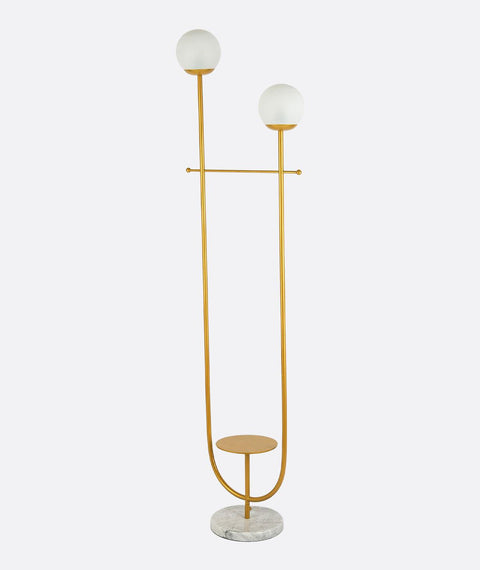 Golden Floor Lamp with Marble Base