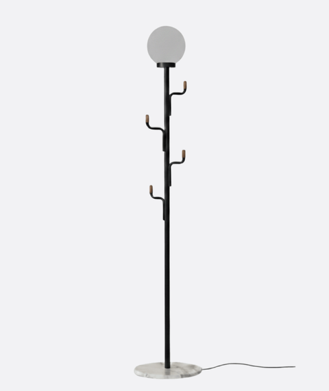 Modern Black Floor Lamp with Hooks