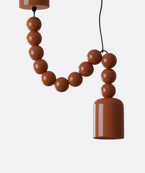 Beaded Copper Red Pendant