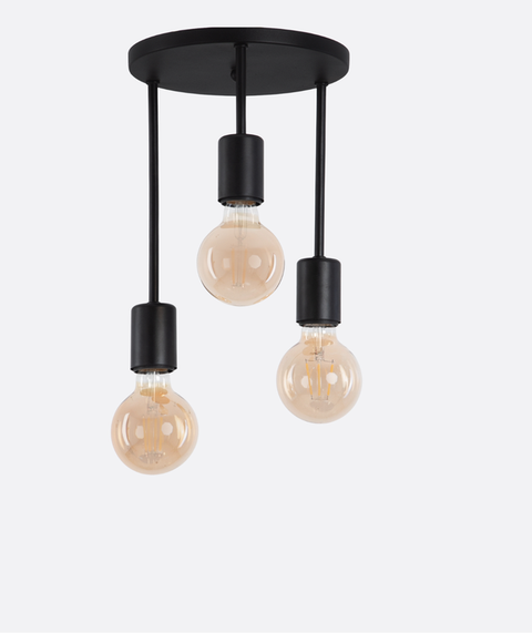 Industrial Black Triple Pendant