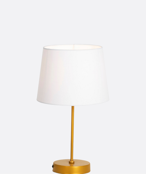 Gold Table Lamp With White Cotton Shade