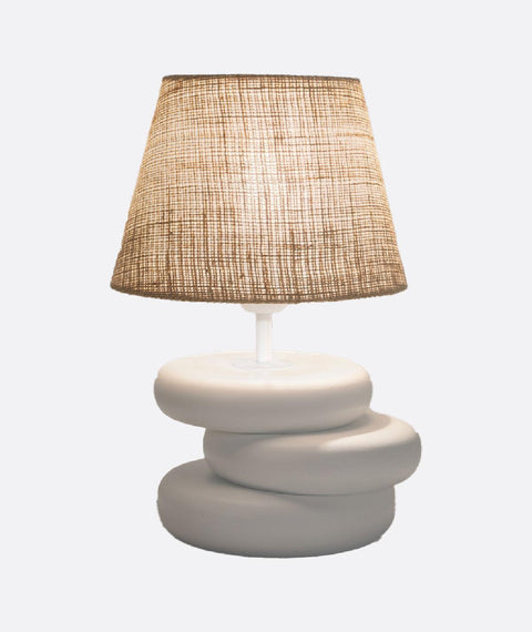 White Burlap Table Lamp