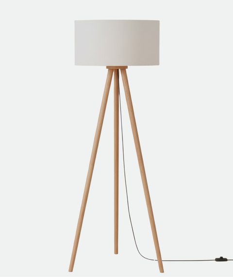 Boho Wooden Tripod Floor Lamp
