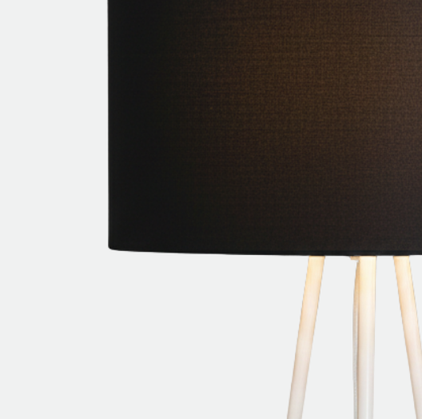 White Tripod Lamp With Black Cotton Shade