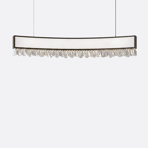 Vintage LED curved ceiling track with macrame tassels