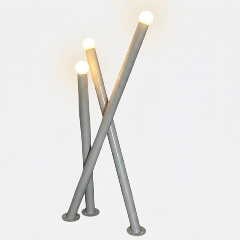 Modern 3-stick Gray Steel Floor Lamp