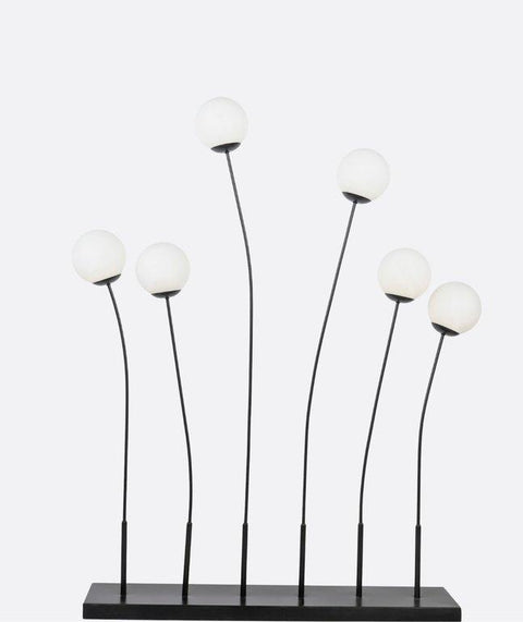Multi-Arm Black Floor Lamp with Opal Glass Globes