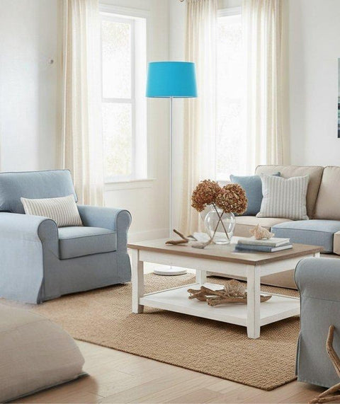 Modern White And Blue Torchiere
