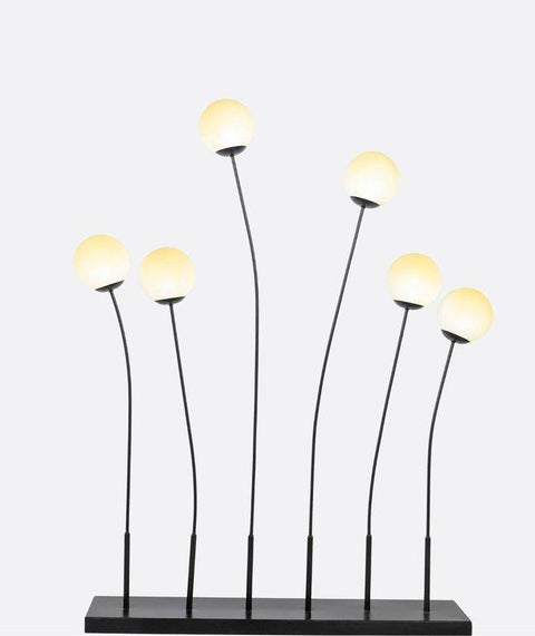 Multi-Arm Black Floor Lamp with Opal Glass Globes
