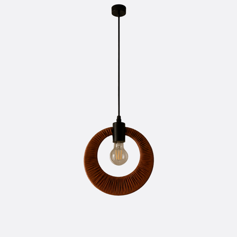 Handcrafted Leather Ring Pendant Light