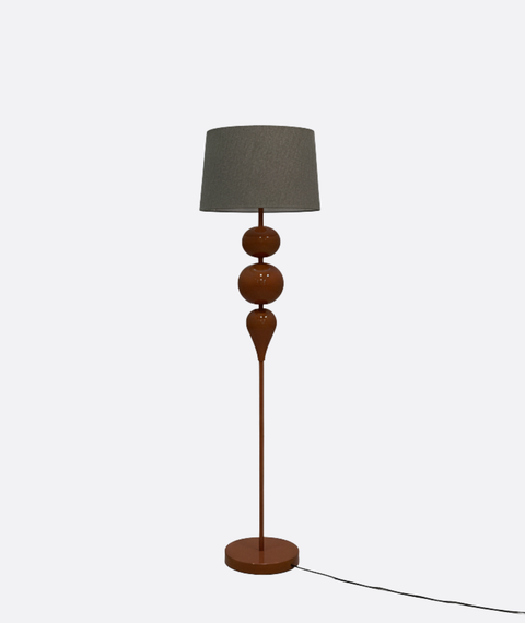 Modern Steel Copper Brown Floor Lamp with gray shade