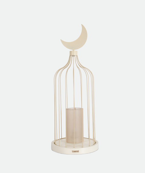 Light Biege Mesh Islamic Table Lamp