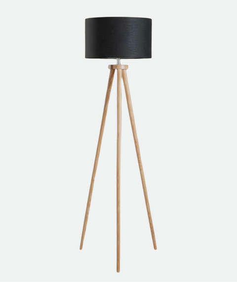 Boho Wooden Tripod Floor Lamp