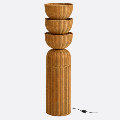 Modern Bamboo Floor Lamp with Warm Ambient Light