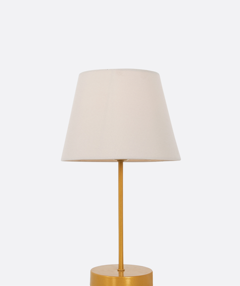 Gold Table Lamp With Beige Cotton Shade