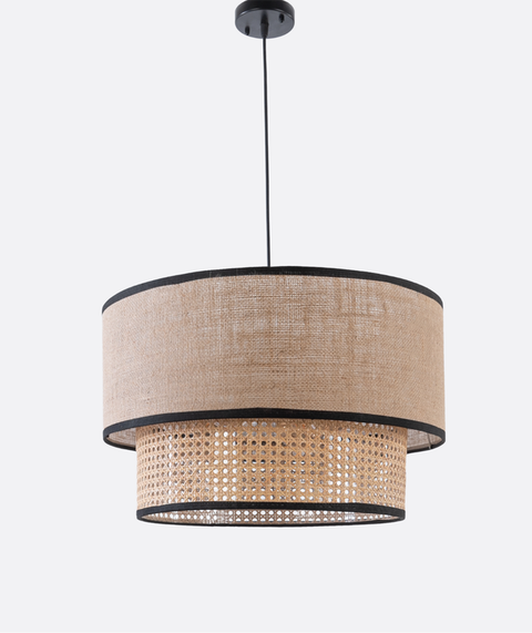 Modern Rattan Beige Shaded Pendent