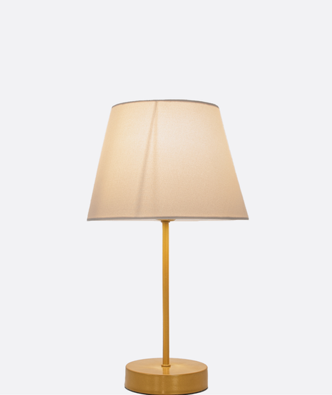 Gold Table Lamp With Beige Cotton Shade
