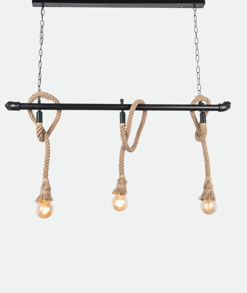 Industrial Black Rope Pendant Light