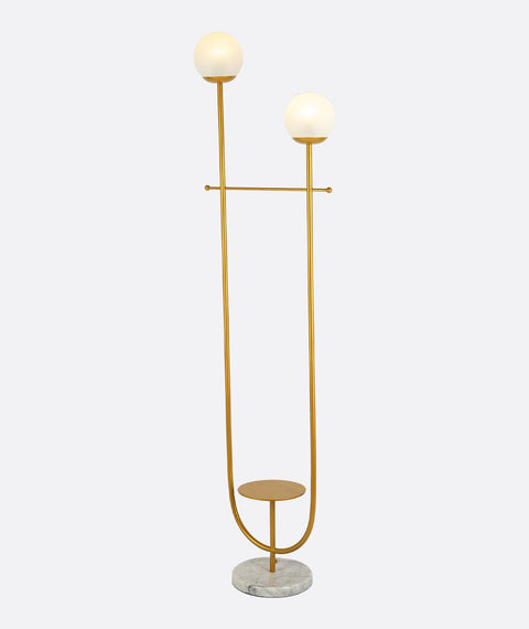 Golden Floor Lamp with Marble Base