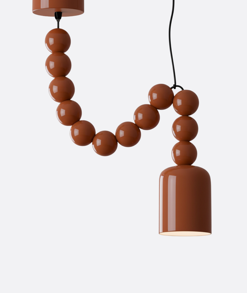 Beaded Copper Red Pendant
