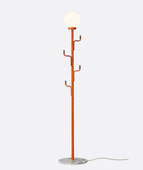 Modern Orange Floor Lamp with Hooks