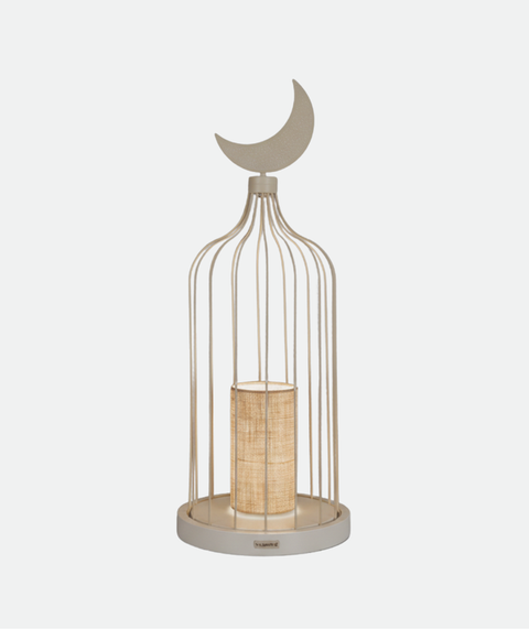 Light Biege Burlap Islamic Table Lamp