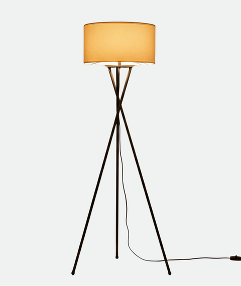 Minimalist Tripod Cotton Shaded Floor Lamp