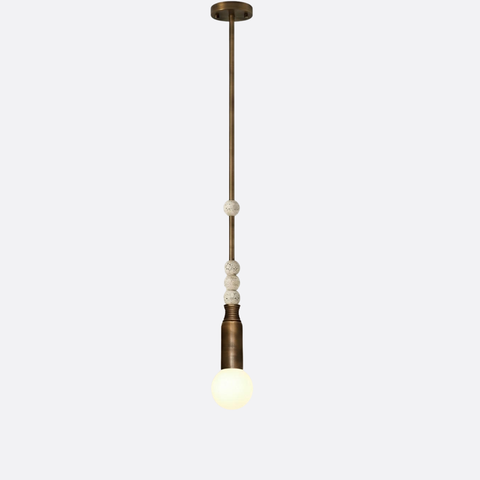 Luxury bronze ceiling pendant with travertine balls