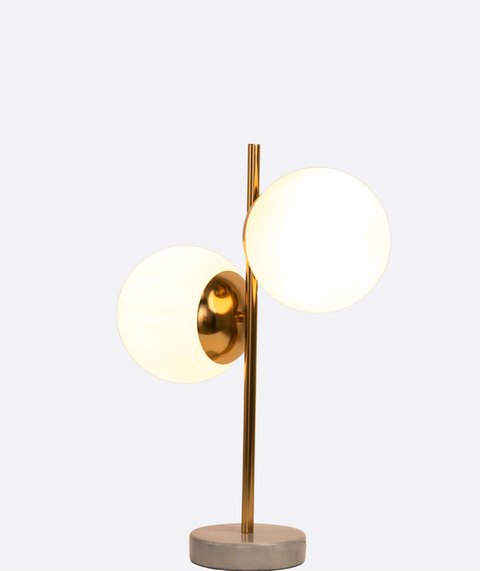 Marble Table Lamp with Gold Metal and Glass