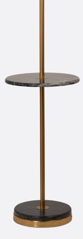 Modern Black & Gold Floor Lamp with Marble Shelf