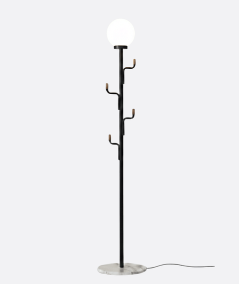 Modern Black Floor Lamp with Hooks