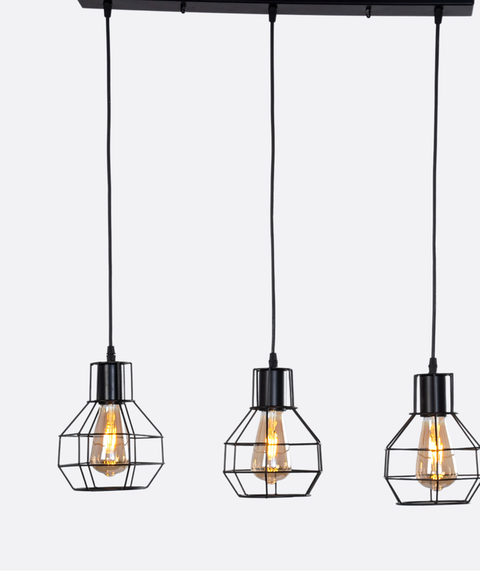 Industrial Black Triple Pendant