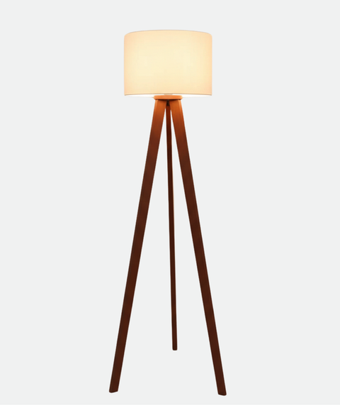 Wooden Brown Tripod Floor Lamp