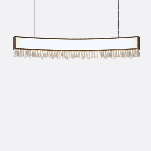 Vintage LED curved ceiling track with macrame tassels