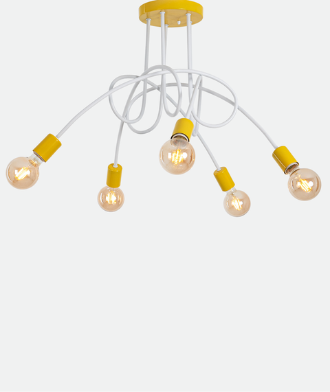 Modern White & Yellow Branched Chandelier