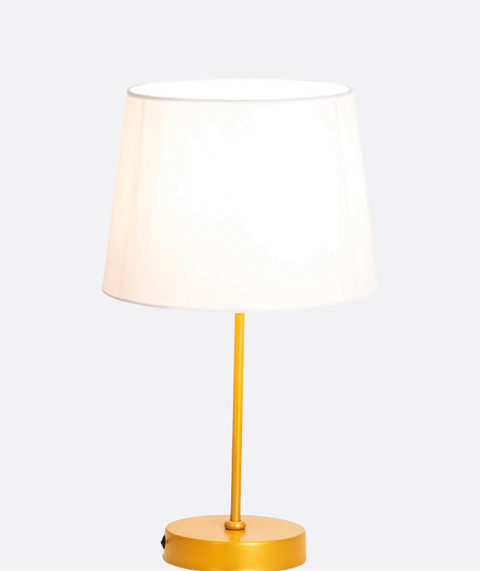 Gold Table Lamp With White Cotton Shade