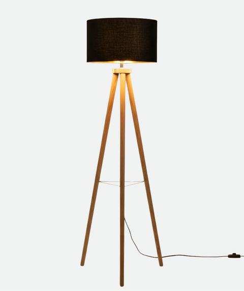 Boho Wooden Tripod Floor Lamp