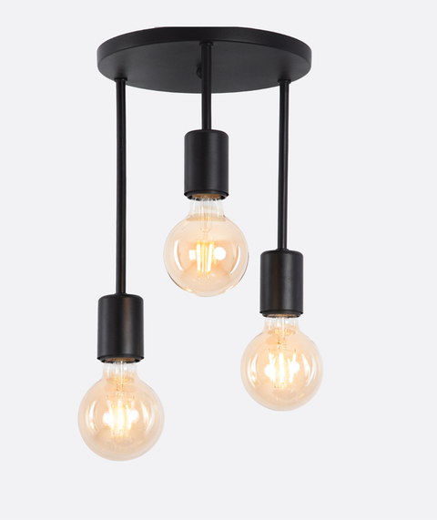Industrial Black Triple Pendant