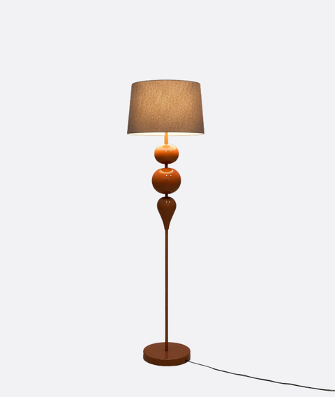 Modern Steel Copper Brown Floor Lamp with gray shade