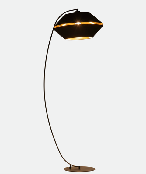 Black Arc with 2 half circle Shade Floor Lamp