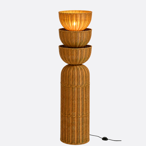 Modern Bamboo Floor Lamp with Warm Ambient Light
