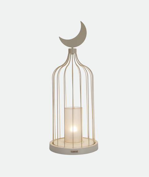 Light Biege Mesh Islamic Table Lamp