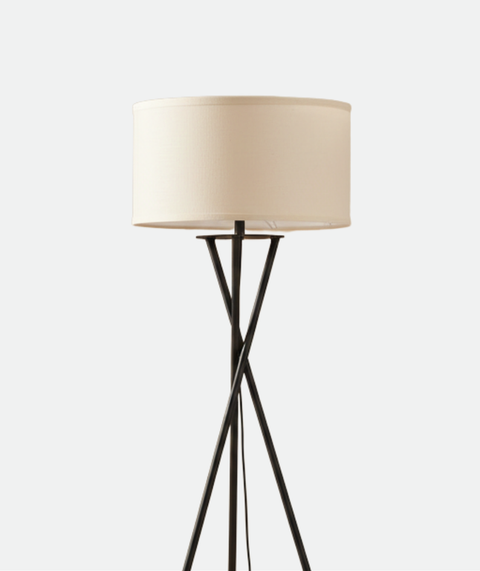 Minimalist Tripod Cotton Shaded Floor Lamp
