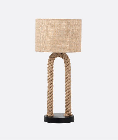 Rope Table Lamp with Burlap Shade