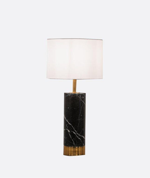 Marble White Cotton Shaded Table Lamp