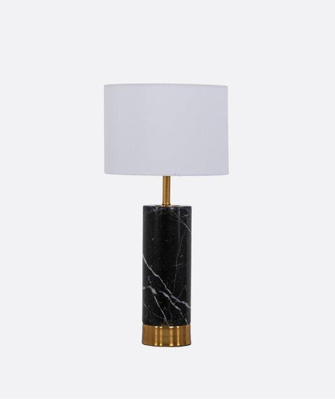 Marble White Cotton Shaded Table Lamp