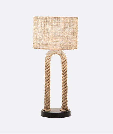 Rope Table Lamp with Burlap Shade